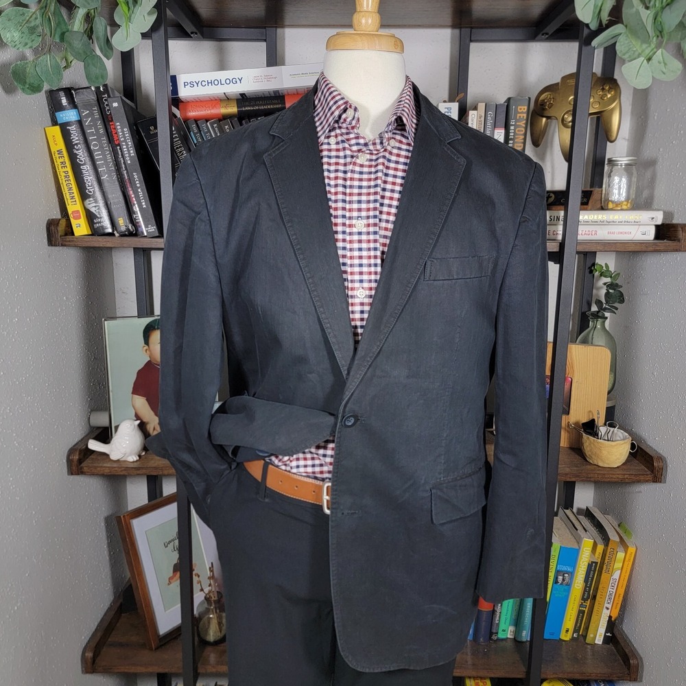 BLUE Pronto Uomo Men's Sport Coat Blazer Two Button Charcoal Black Size XL